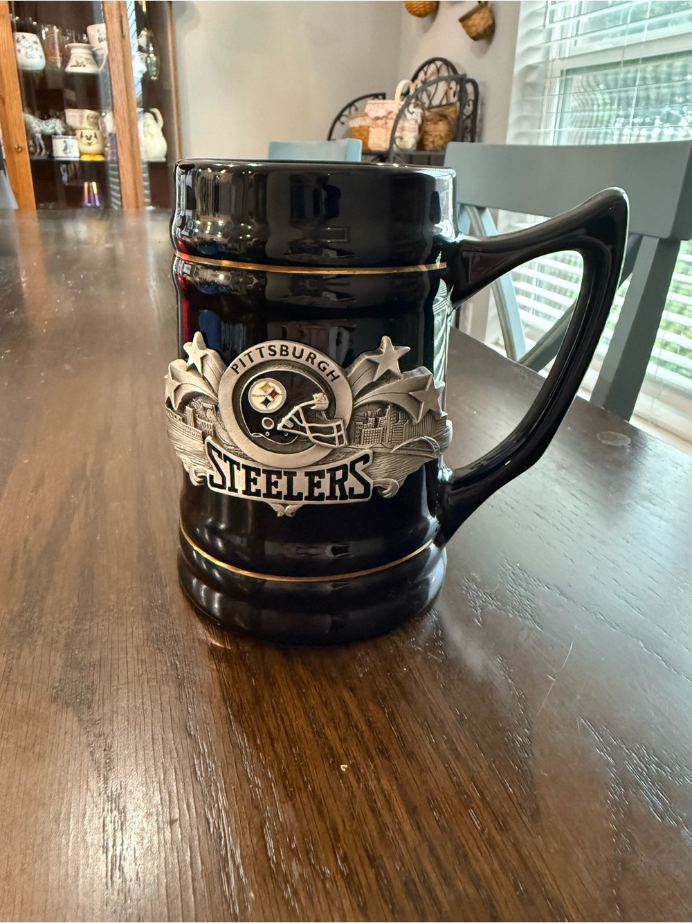 Vintage Pittsburgh Steelers NFL 3D Raised Stein Mug Metal Logo